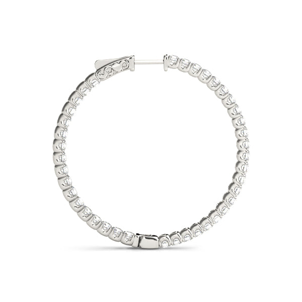 7 3/4 ct tw Inside Out Diamond Hoop Earrings Vault Lock 2 Inch with F Color VS Clarity Diamonds