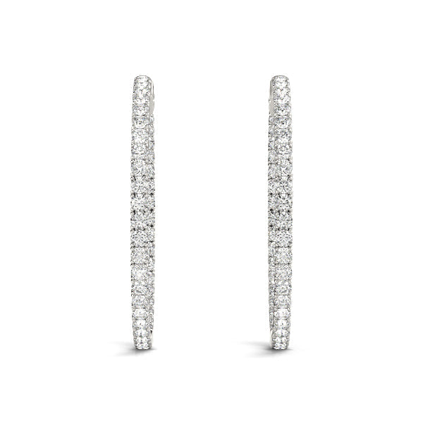 6 2/3 ct tw Inside Out Diamond Hoop Earrings Vault Lock 2.25 Inch with F Color VS Clarity Diamonds