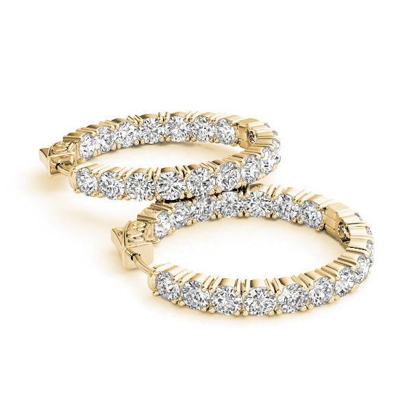 6 ct tw Diamond Hoop Earrings Vault Lock Inside Out 1.2 Inch F Color VS Clarity Diamonds
