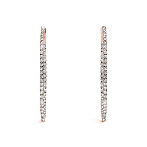 1 1/2 ct tw Diamond Hoop Earrings Vault Lock Inside Out Hoops -.02-36mm F Color VS Clarity Diamonds