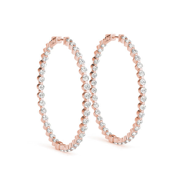 1 ct tw Diamond Hoop Earrings Vault Lock Inside Out Hoops -.03-25MM F Color VS Clarity Diamonds