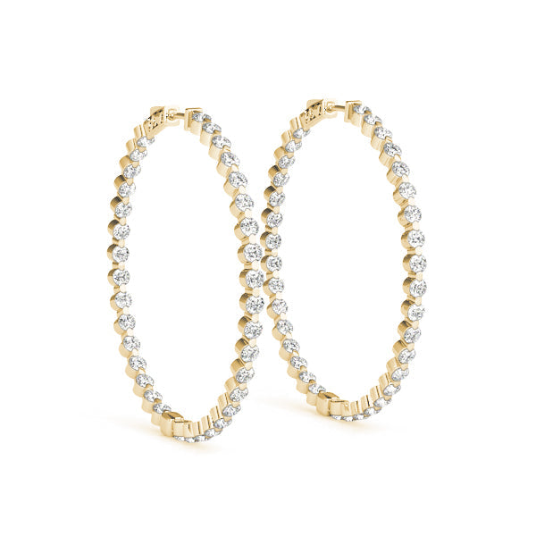 1 ct tw Diamond Hoop Earrings Vault Lock Inside Out Hoops -.03-25MM F Color VS Clarity Diamonds