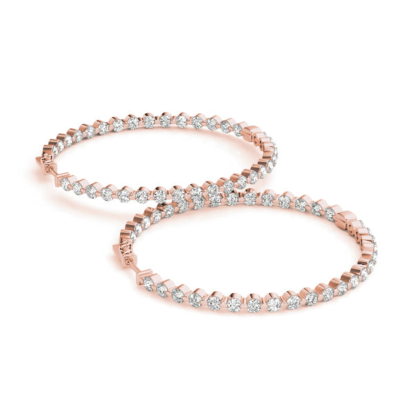 1 ct tw Diamond Hoop Earrings Vault Lock Inside Out Hoops -.03-25MM F Color VS Clarity Diamonds
