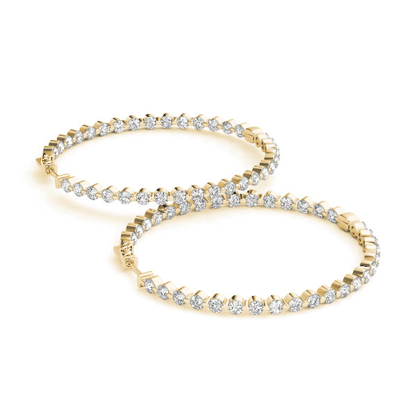 1 ct tw Diamond Hoop Earrings Vault Lock Inside Out Hoops -.03-25MM F Color VS Clarity Diamonds