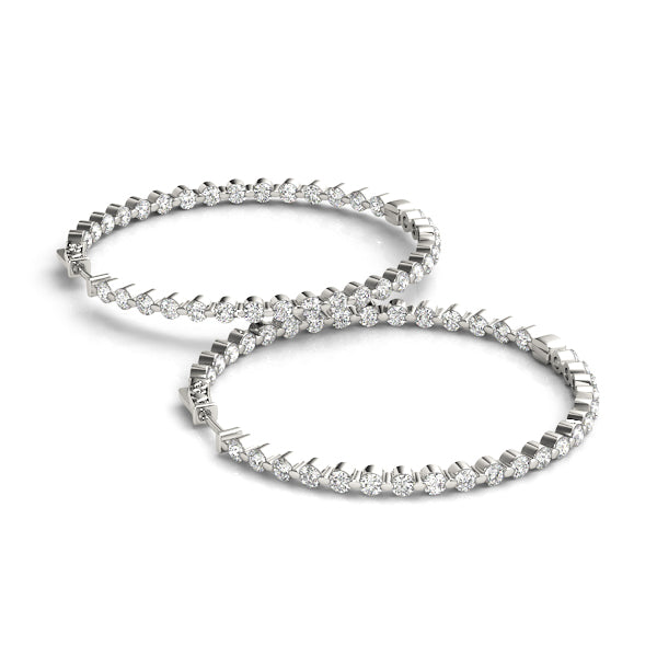 1 ct tw Diamond Hoop Earrings Vault Lock Inside Out Hoops -.03-25MM F Color VS Clarity Diamonds