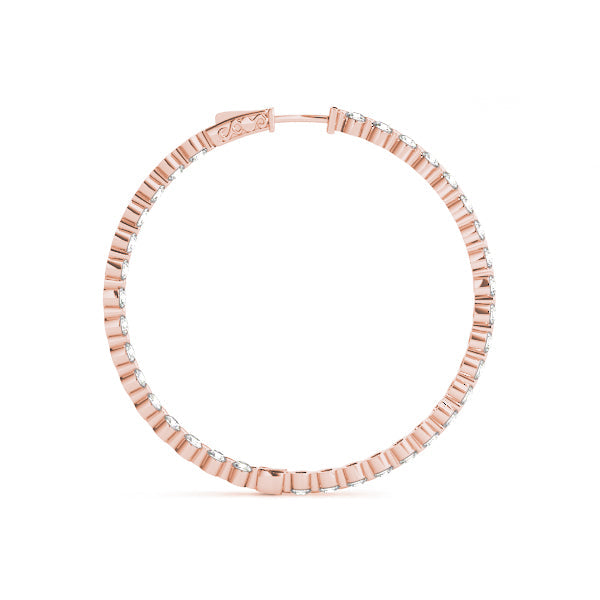 1 ct tw Diamond Hoop Earrings Vault Lock Inside Out Hoops -.03-25MM F Color VS Clarity Diamonds