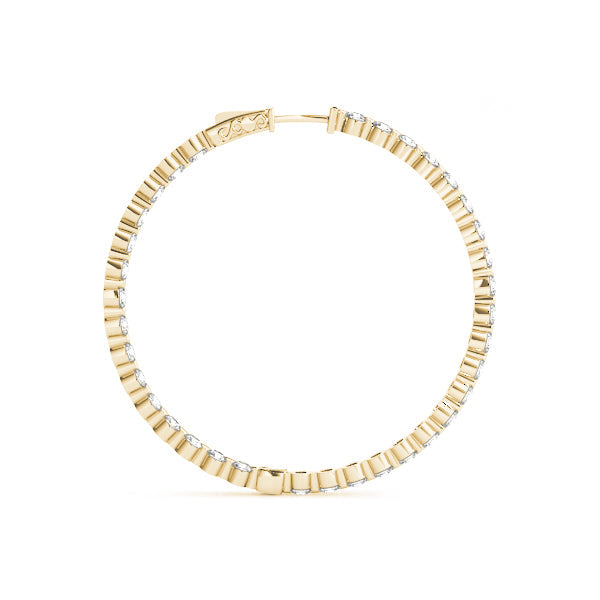 1 ct tw Diamond Hoop Earrings Vault Lock Inside Out Hoops -.03-25MM F Color VS Clarity Diamonds