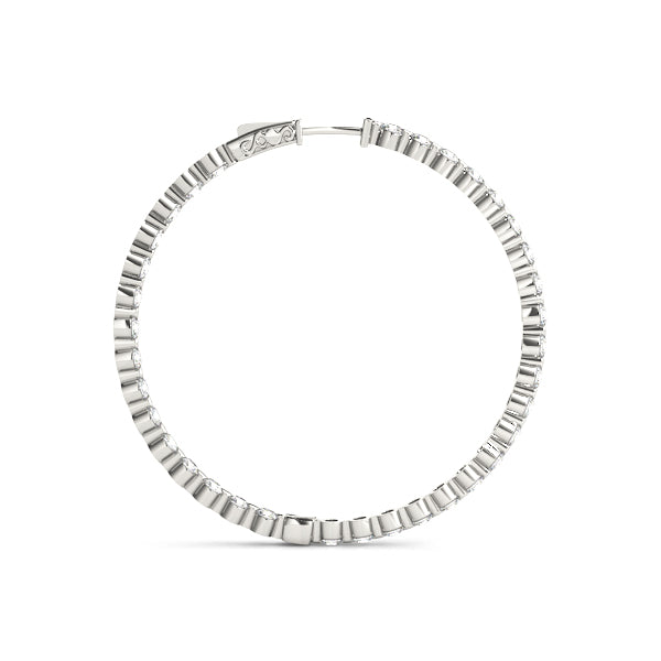 1 ct tw Diamond Hoop Earrings Vault Lock Inside Out Hoops -.03-25MM F Color VS Clarity Diamonds