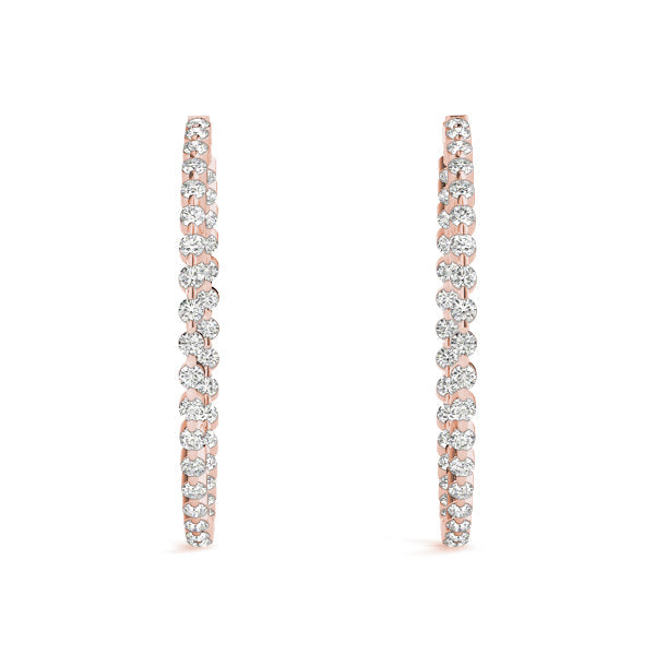1 ct tw Diamond Hoop Earrings Vault Lock Inside Out Hoops -.03-25MM F Color VS Clarity Diamonds