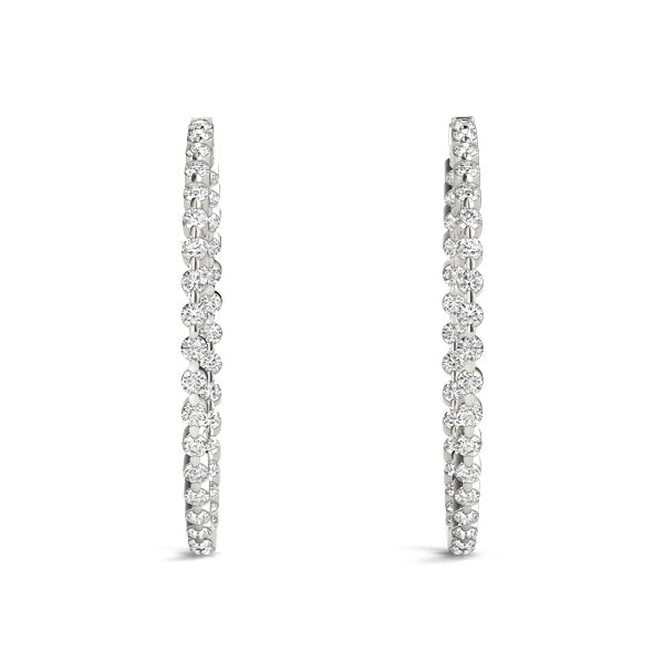 1 ct tw Diamond Hoop Earrings Vault Lock Inside Out Hoops -.03-25MM F Color VS Clarity Diamonds
