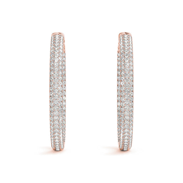 1 ct tw Diamond Hoop Earrings Vault Lock Inside Out Hoops -.005-16MM F Color VS Clarity Diamonds
