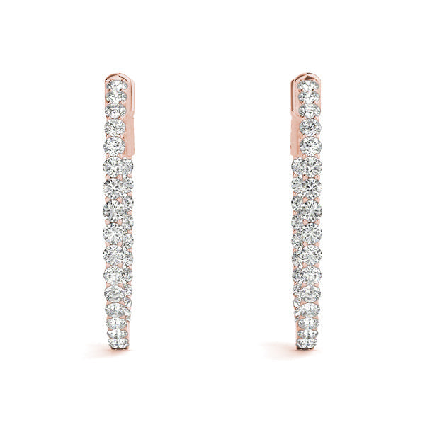 3/4 ct tw Diamond Hoop Earrings Vault Lock Inside Out Hoops -.02-20MM F Color VS Clarity Diamonds