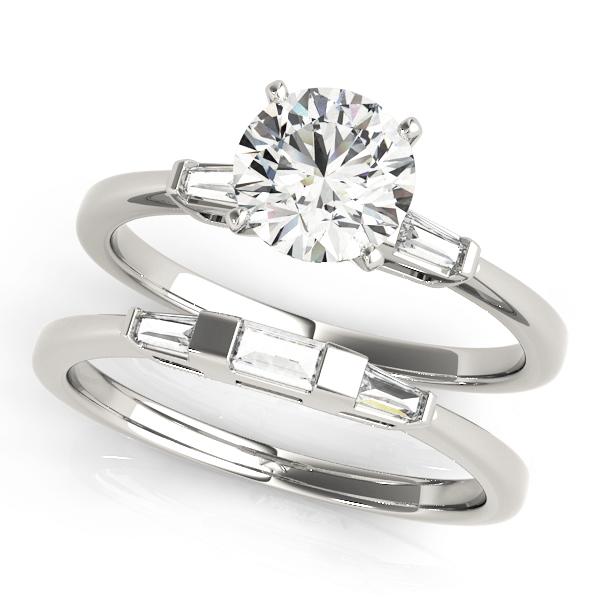 5/8 ct tw Three Stone Baguette Sides Engagement Ring F Color VS Clarity Diamonds GIA Center