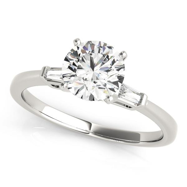 5/8 ct tw Three Stone Baguette Sides Engagement Ring F Color VS Clarity Diamonds GIA Center