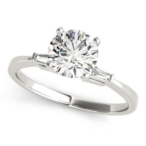 1/10 ct tw Three Stone Baguette Engagement Ring F Color VS Clarity Diamonds GIA Center