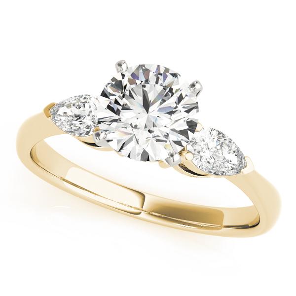 3/8 ct tw Three Stone Pear Sides Engagement Ring F Color VS Clarity Diamonds GIA Center