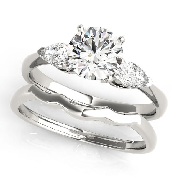 3/8 ct tw Three Stone Pear Sides Engagement Ring F Color VS Clarity Diamonds GIA Center