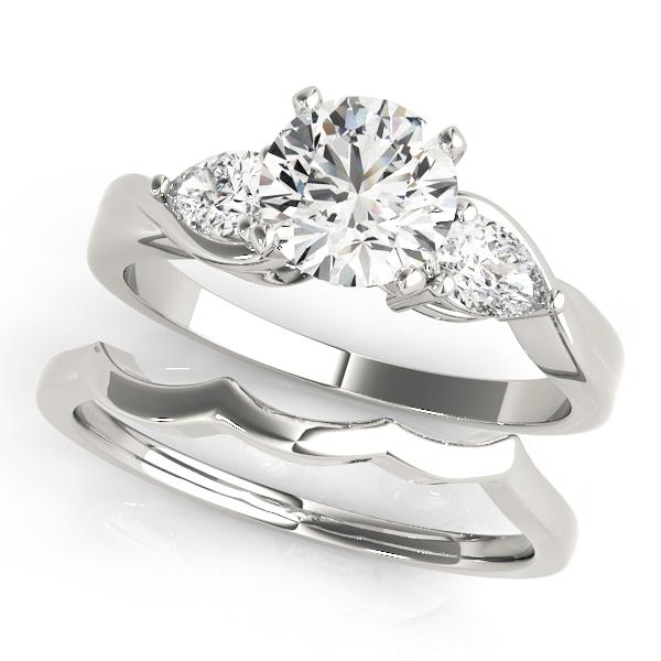 1 1/2 ct tw Three Stone Pear Sides Engagement Ring F Color VS Clarity Diamonds GIA Center