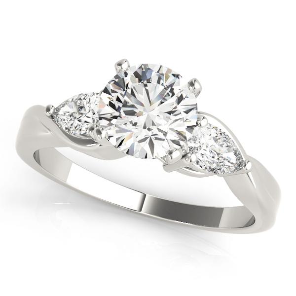 1 1/2 ct tw Three Stone Pear Sides Engagement Ring F Color VS Clarity Diamonds GIA Center