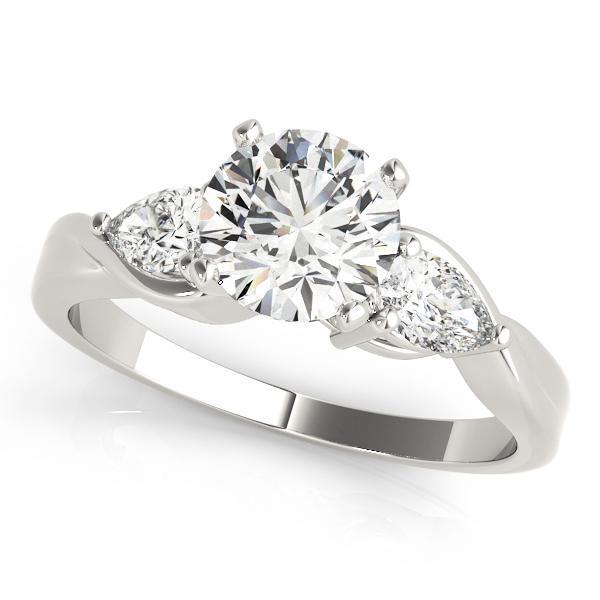1 1/2 ct tw Three Stone Pear Sides Engagement Ring F Color VS Clarity Diamonds GIA Center