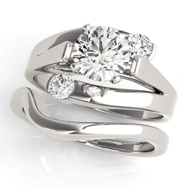 1/2 ct tw Three Stone Engagement Ring F Color VS Clarity Diamonds GIA Center
