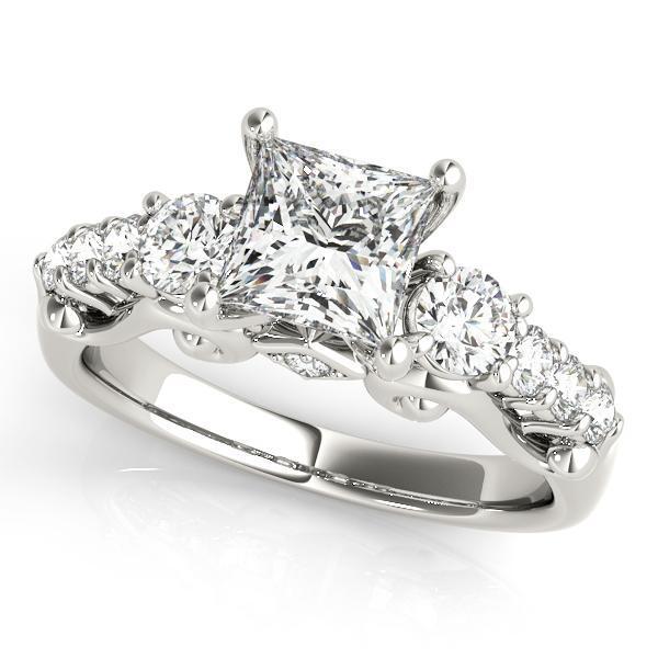 1 1/4 ct tw Three Stone Princess Center Engagement Ring F Color VS Clarity Diamonds GIA Center