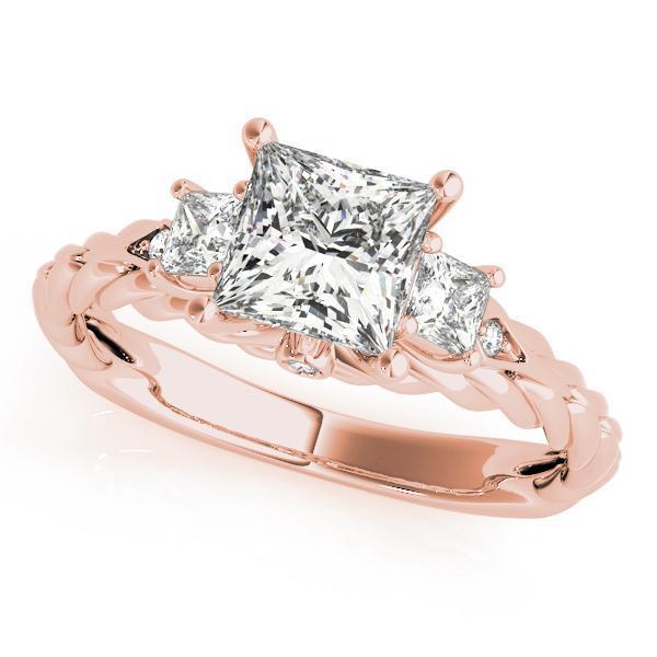 1 1/6 ct tw Three Stone Princess Antique Style Engagement Ring F Color VS Clarity Diamonds GIA Center