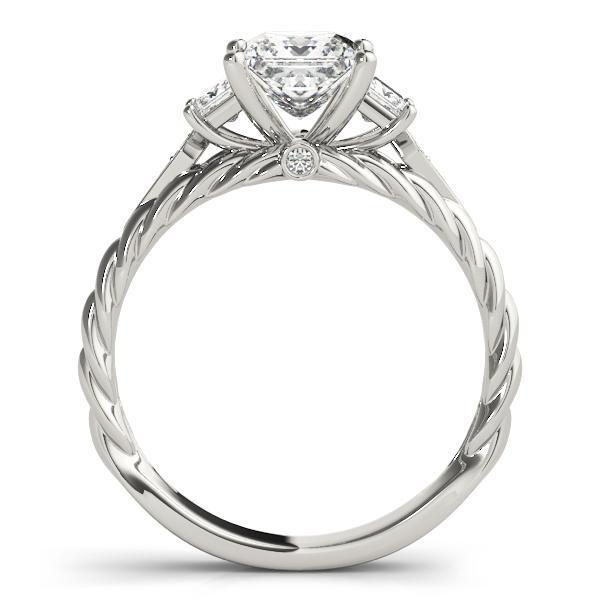 1 1/6 ct tw Three Stone Princess Antique Style Engagement Ring F Color VS Clarity Diamonds GIA Center