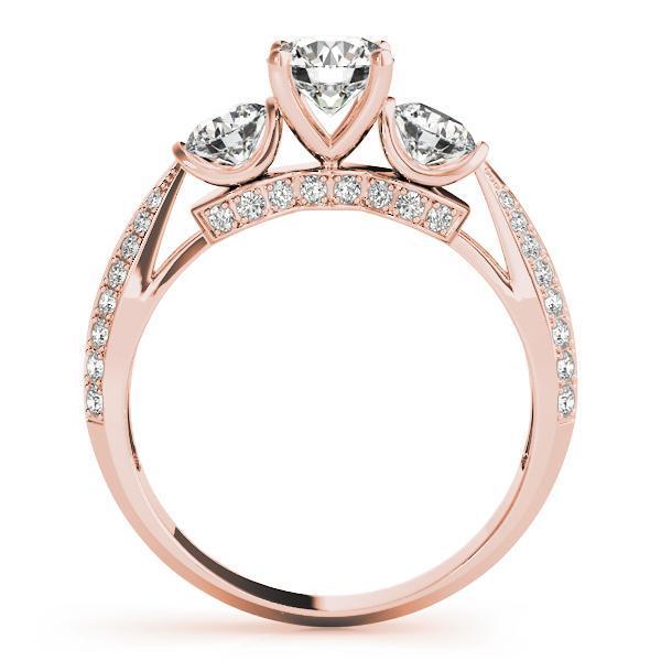 3 1/10 ct tw Pave Three Stone Engagement Ring F Color VS Clarity Diamonds GIA Center