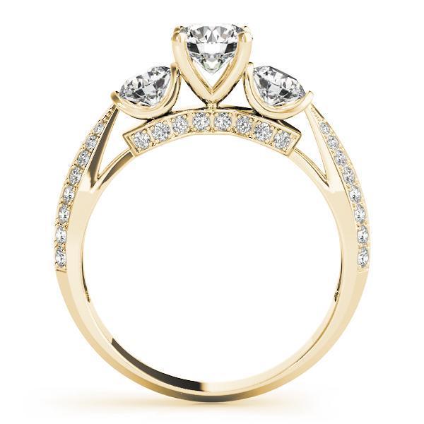3 1/10 ct tw Pave Three Stone Engagement Ring F Color VS Clarity Diamonds GIA Center