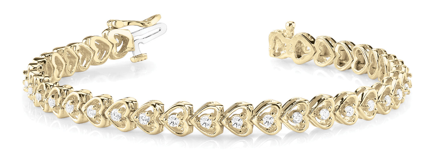 1 1/4 ct Diamond Bracelet In Line Heart F VS Diamonds