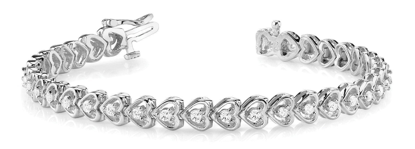 1 1/4 ct Diamond Bracelet In Line Heart F VS Diamonds