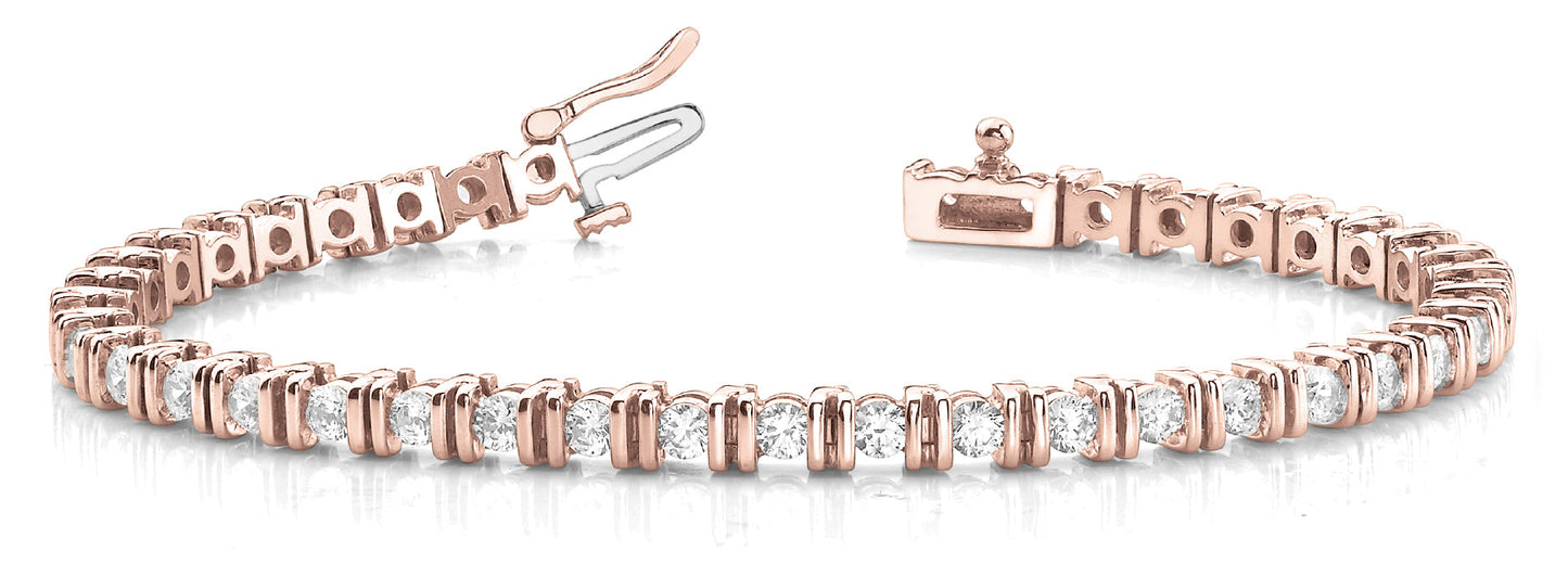 3 1/5 ct Diamond Bracelet In Line Bar Set F VS Diamonds