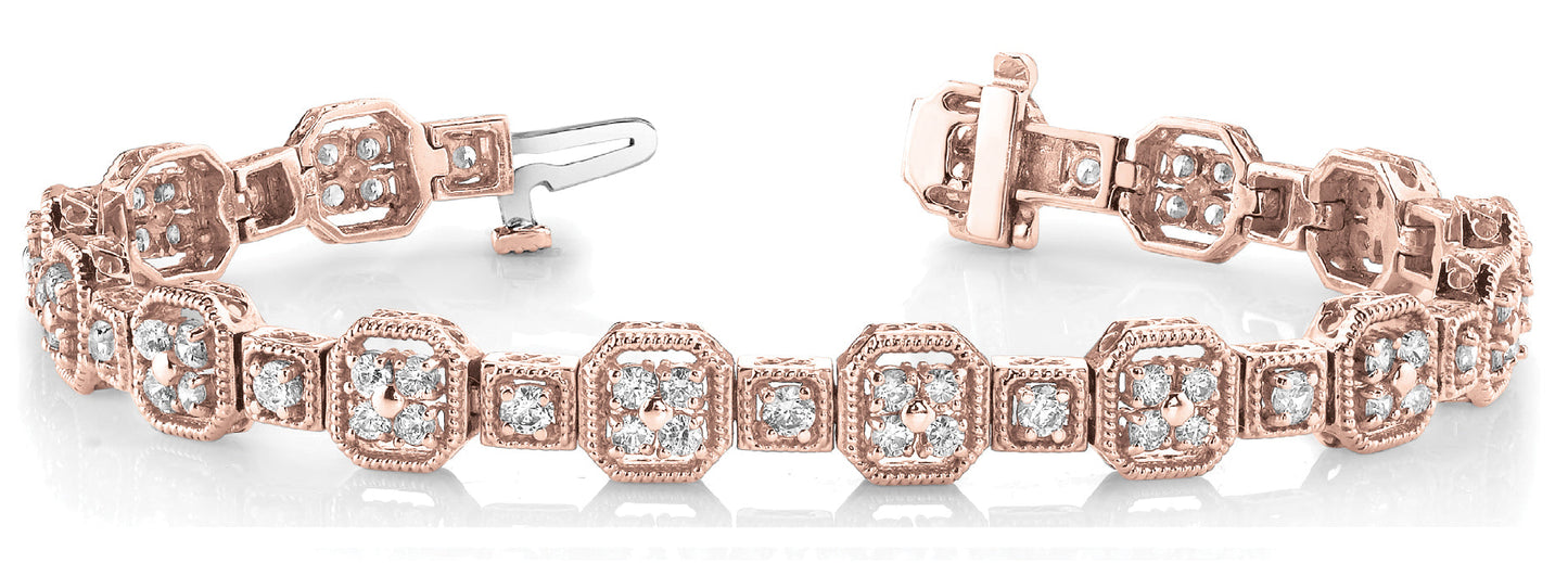 2 ct Diamond Bracelet Vintage F VS Diamonds