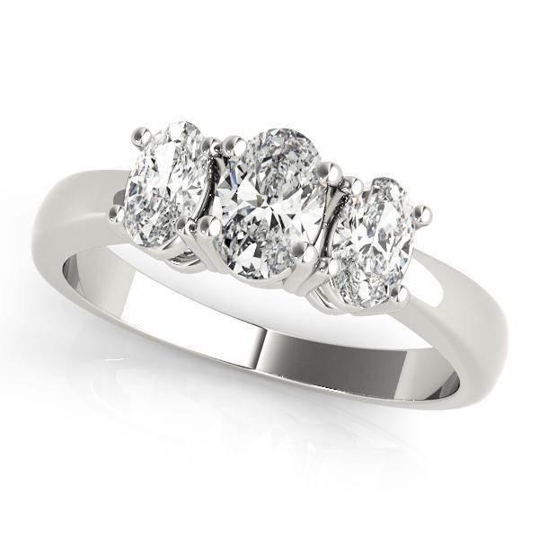 1 ct tw Three Stone Oval Cut Engagement Ring F Color VS Clarity Diamonds GIA Center