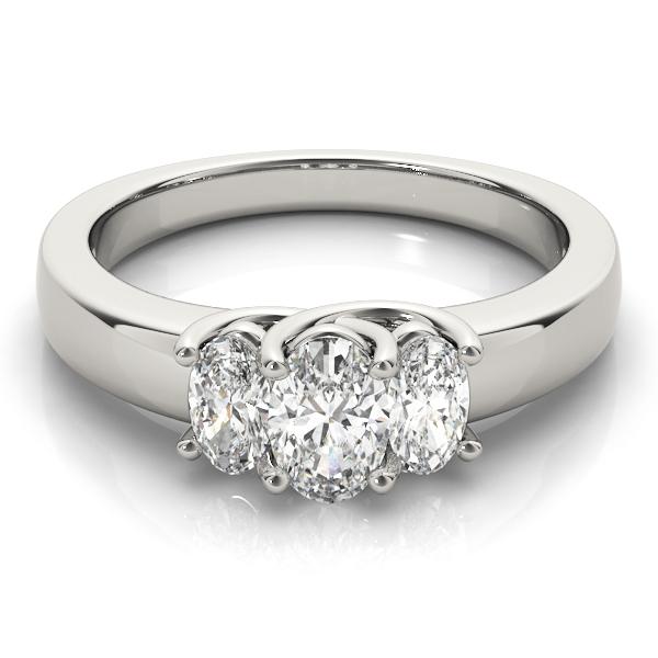 1 ct tw Three Stone Oval Cut Engagement Ring F Color VS Clarity Diamonds GIA Center