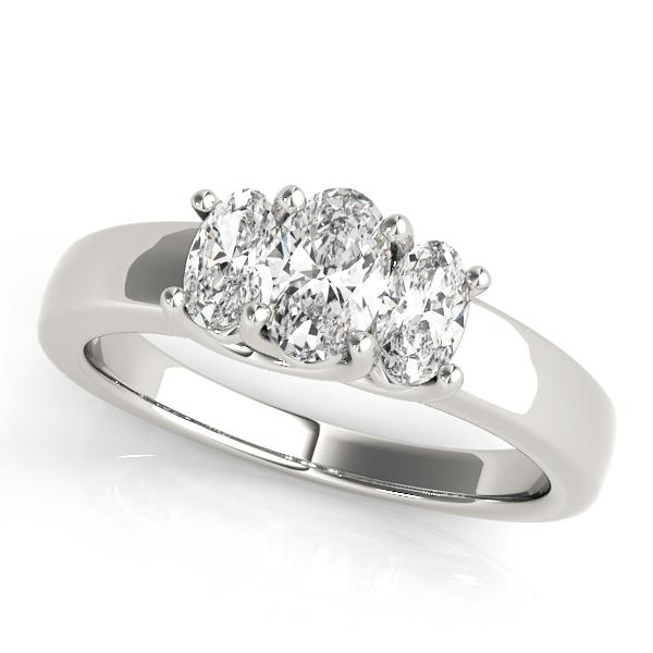 1 ct tw Three Stone Oval Cut Engagement Ring F Color VS Clarity Diamonds GIA Center