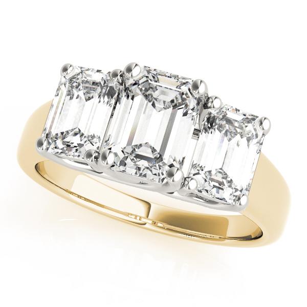 1 1/2 ct tw Three Stone Emerald Engagement Ring F Color VS Clarity Diamonds GIA Center