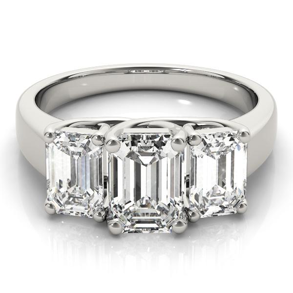 2 1/2 ct tw Three Stone Emerald Cut Engagement Ring F Color VS Clarity Diamonds GIA Center