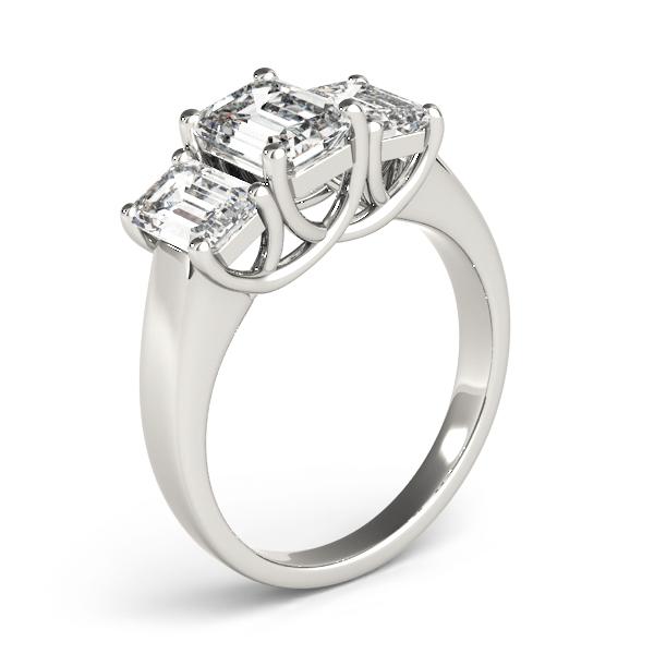 1 1/2 ct tw Three Stone Emerald Engagement Ring F Color VS Clarity Diamonds GIA Center