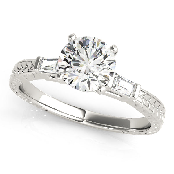 1 ct tw Three Stone Baguette Baguette Cut Engagement Ring F Color VS Clarity Diamonds GIA Center