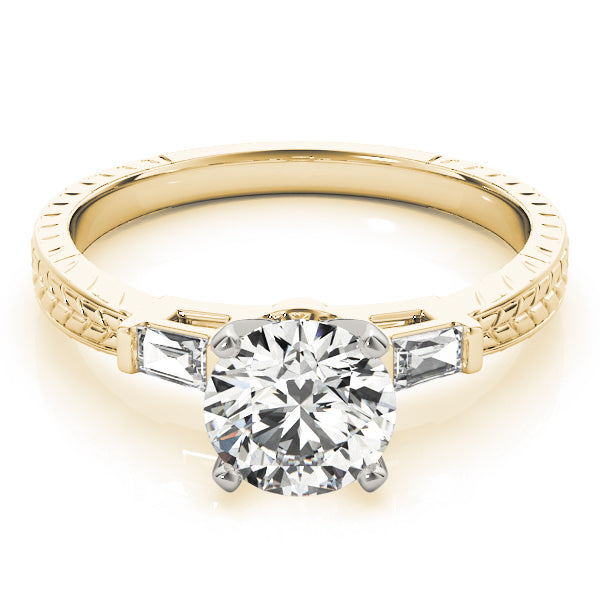 1 ct tw Three Stone Baguette Baguette Cut Engagement Ring F Color VS Clarity Diamonds GIA Center