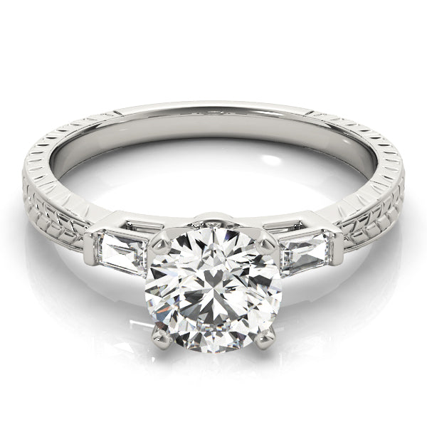 1 ct tw Three Stone Baguette Baguette Cut Engagement Ring F Color VS Clarity Diamonds GIA Center