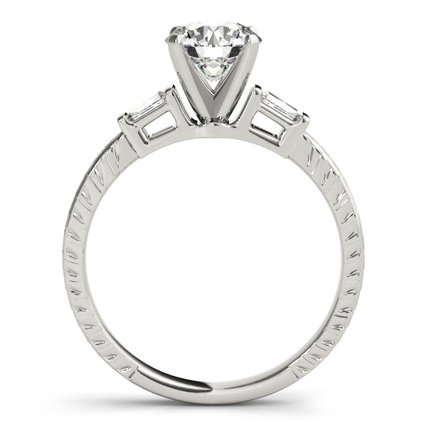 1 ct tw Three Stone Baguette Baguette Cut Engagement Ring F Color VS Clarity Diamonds GIA Center