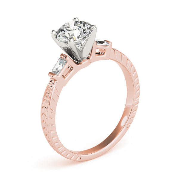 1 ct tw Three Stone Baguette Baguette Cut Engagement Ring F Color VS Clarity Diamonds GIA Center
