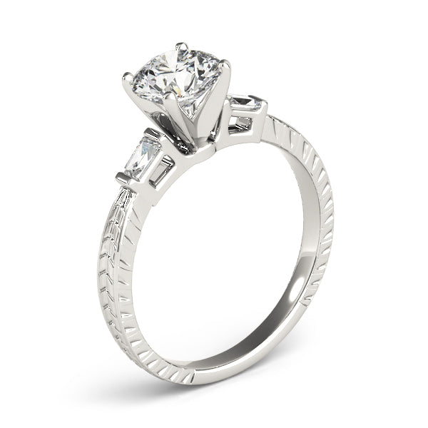 1 ct tw Three Stone Baguette Baguette Cut Engagement Ring F Color VS Clarity Diamonds GIA Center