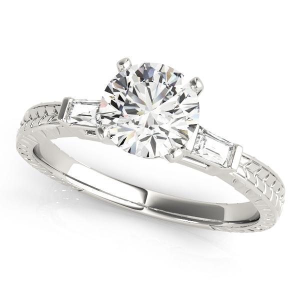 1/8 ct tw Three Stone Baguette Baguette Cut Engagement Ring F Color VS Clarity Diamonds GIA Center