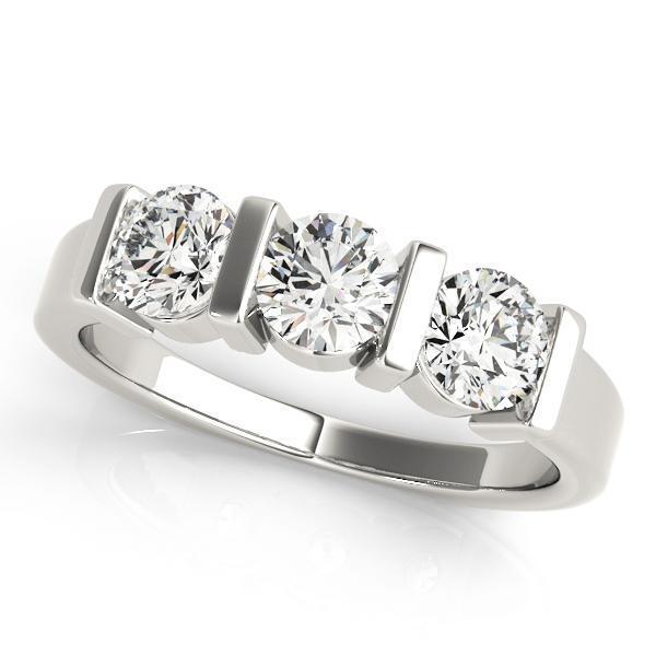 1 1/2 ct tw Three Stone Engagement Ring F Color VS Clarity Diamonds GIA Center
