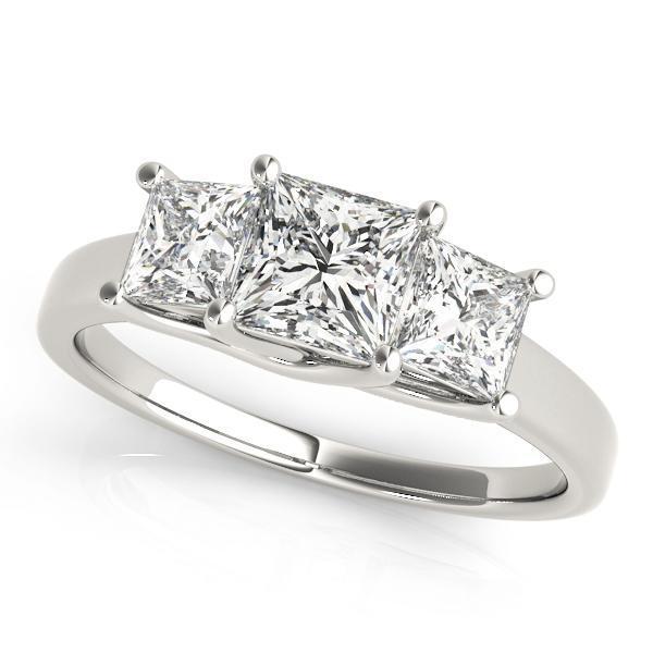 1 3/4 ct tw Three Stone Princess Engagement Ring F Color VS Clarity Diamonds GIA Center