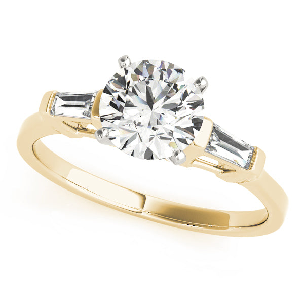 1 5/8 ct tw Three Stone Baguette Sides Engagement Ring F Color VS Clarity Diamonds GIA Center